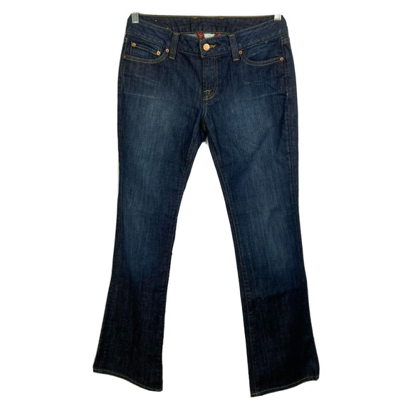 Lucky Brand Jeans Womens Sz 8 Lola Bootcut Stretch Dark Denim Low Rise Pockets‎ - Picture 1 of 12